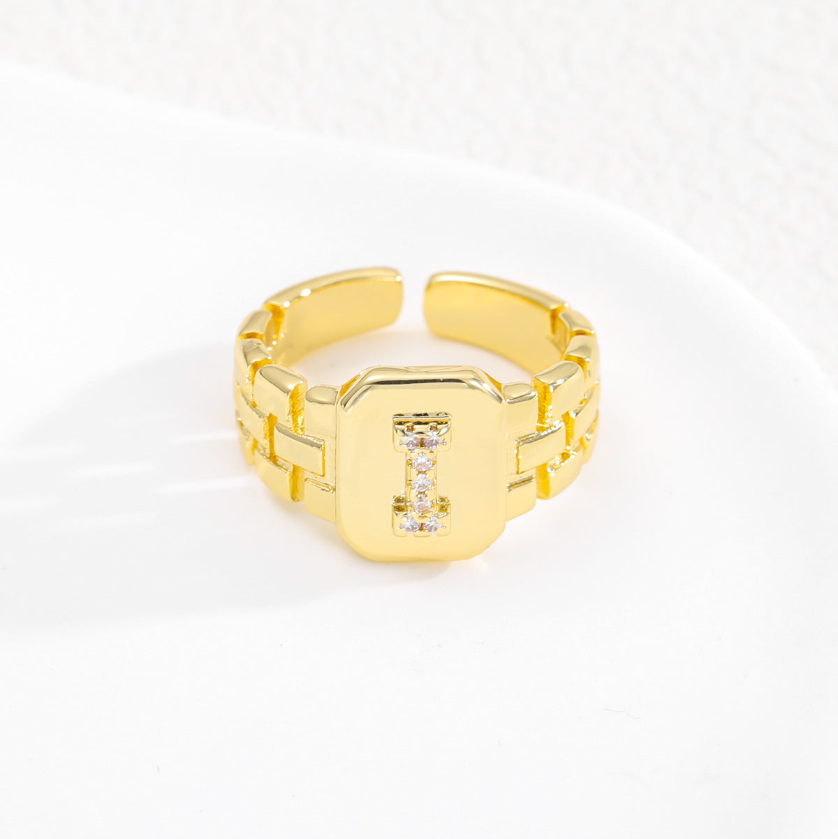 Wholesale Gold plated letter series open ring